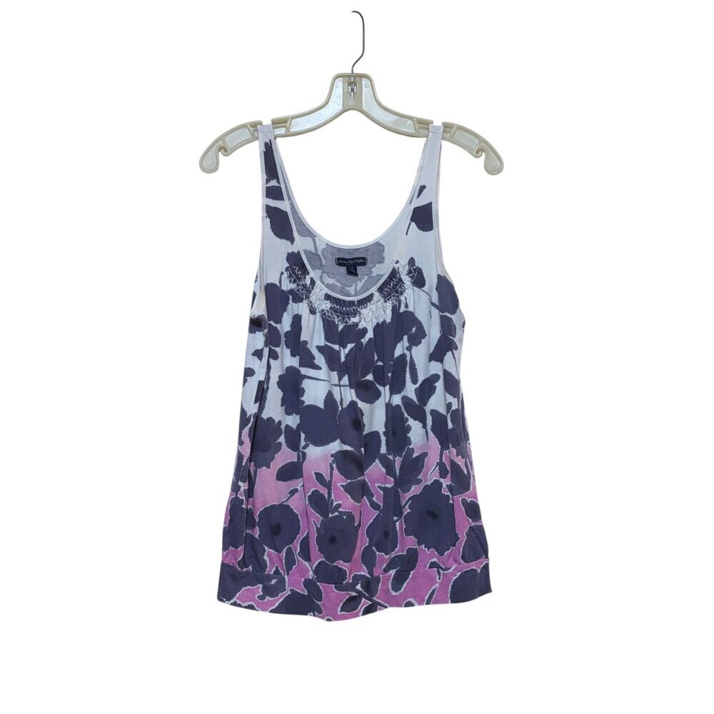 Y2K American Eagle Top L Ombre Bubble Hem Watercolor Fairy Vamp Romantic 2009